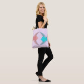 Kute roze en blauwe Tortelduifjes Tote Bag (Op model)