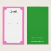 Kute roze en Green Earring Display Card Visitekaartje (Voorkant /achterkant)