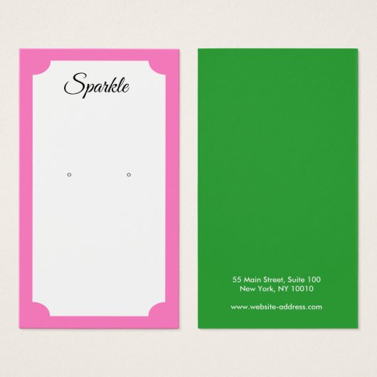 Kute roze en Green Earring Display Card Visitekaartje (Voorkant /achterkant)