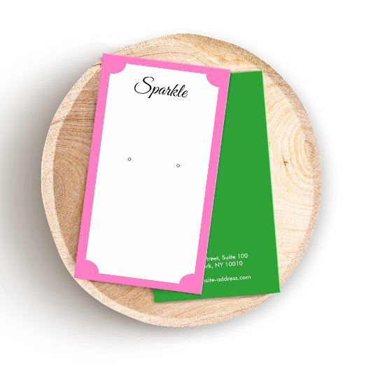 Kute roze en Green Earring Display Card Visitekaartje