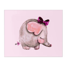 Kute roze en grijze olifant afdrukken Acrylwand