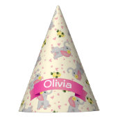 Kute roze en grijze olifant Birthday Feesthoedjes (Voorkant)