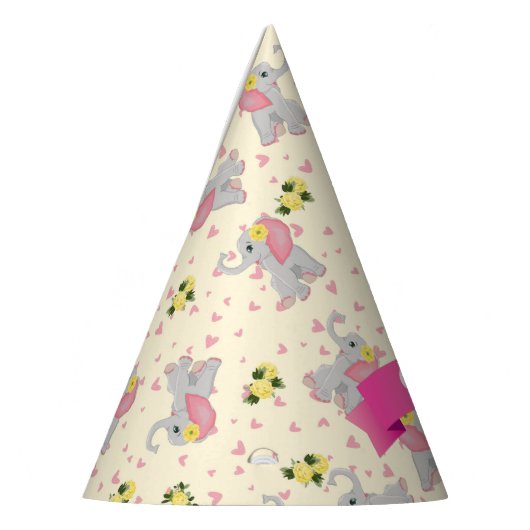 Kute roze en grijze olifant Birthday Feesthoedjes (Links)