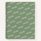 Kute Roze en Groene Gepersonaliseerde Naam van het Notitieboek (Voorkant)