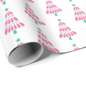 Kute roze en groene kerstboom cadeaupapier (Rol Hoek)