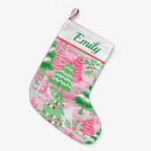 Kute roze en groene kerstboom kleine kerstsok (Voorkant (Hangend))