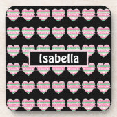 Kute roze en groene lentesharten bier onderzetter (Voorkant)