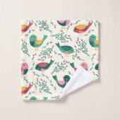 Kute roze en groene vogels botanisch patroon bad handdoek (Wasdoekje)