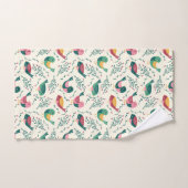 Kute roze en groene vogels botanisch patroon bad handdoek (Handdoek)
