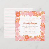 Kute roze en Oranje Afstuderen aan de Floral Borde Kaart (Voorkant / Achterkant)