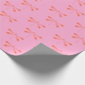 Kute roze en Oranje  dragonfly-kunstwerken Cadeaupapier (Hoek)