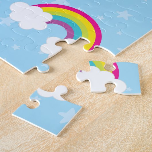 Kute roze en Paarse eenden en regenbogen Legpuzzel (Zijkant)