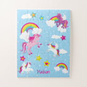 Kute roze en Paarse eenden en regenbogen Legpuzzel (Verticaal)