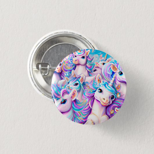 Kute roze en Paarse eenden en regenbogen Ronde Button 3,2 Cm (Voorkant /achterkant)