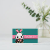 Kute roze en White Easter Bunny Rabbit Strawberry Visitekaartje (Staand voorkant)