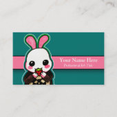 Kute roze en White Easter Bunny Rabbit Strawberry Visitekaartje (Voorkant)