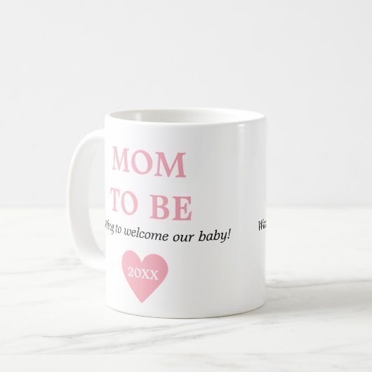 Kute roze en witte eerste keer dat mama wordt koffiemok (Voorkant links)