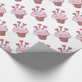 Kute roze en witte hartkloppingen Verpakkingspapie Cadeaupapier (Hoek)