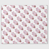 Kute roze en witte hartkloppingen Verpakkingspapie Cadeaupapier (Vlak)