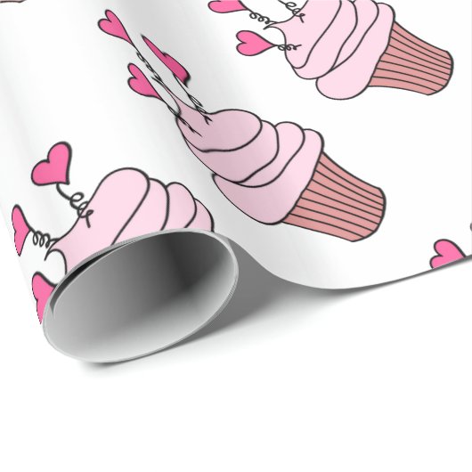 Kute roze en witte hartkloppingen Verpakkingspapie Cadeaupapier (Rol Hoek)