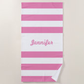 Kute roze en witte strepen, speciaal gepersonalise strandlaken (Voorkant)