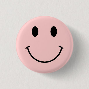 Kute roze en zwart gezicht ronde button 3,2 cm