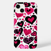 Kute roze en zwarte harten Case-Mate iPhone case (Achterkant)