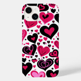Kute roze en zwarte harten Case-Mate iPhone 14 hoesje