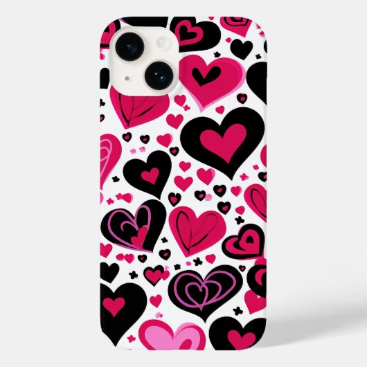 Kute roze en zwarte harten Case-Mate iPhone case (Achterkant)