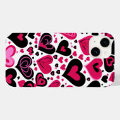 Kute roze en zwarte harten Case-Mate iPhone case (Achterkant (horizontaal))