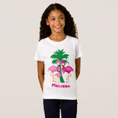 Kute roze flamingo Family strand T-shirt (Voorkant volledig)