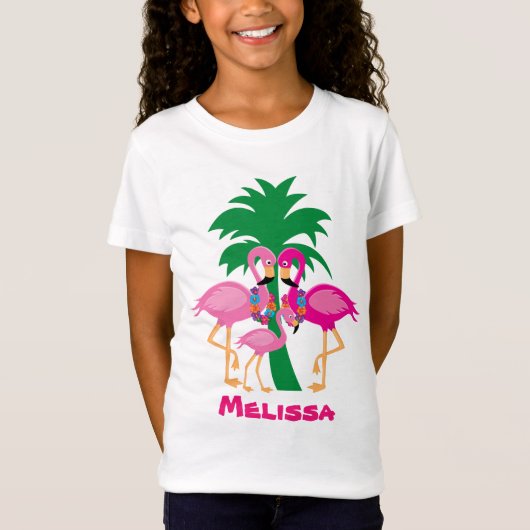 Kute roze flamingo Family strand T-shirt (Voorkant)