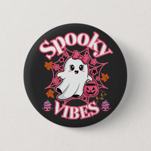 Kute Roze Geest Spooky Vibes Kunst Ronde Button 5,7 Cm