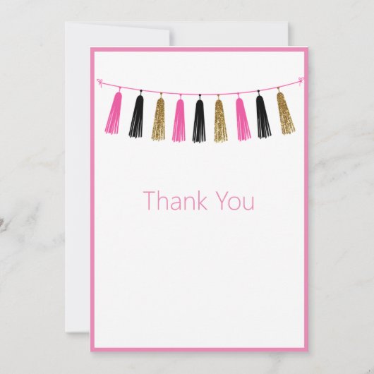 Kute  roze glitter bedankkaart (Voorkant)