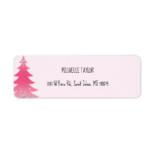 Kute Roze Glitter Kerstboom Etiket (Voorkant)