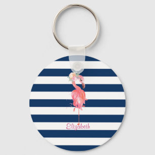 Kute roze gloeiventilator, gestreept sleutelhanger