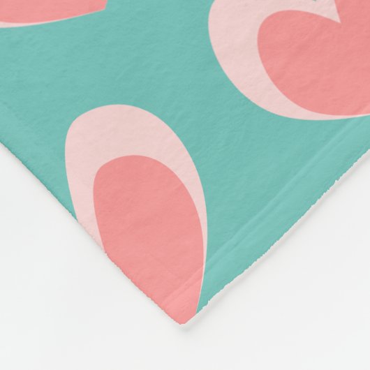 Kute roze harten en Blauwgroen Patroon op maat Fleece Deken (Hoek)