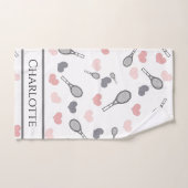 Kute roze harten en trackets Tennis Patroonpoorten Handdoek (Handdoek)