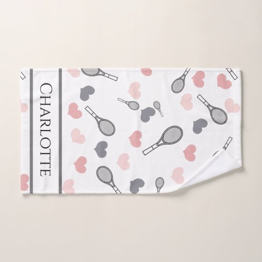 Kute roze harten en trackets Tennis Patroonpoorten Handdoek (Handdoek)