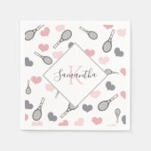 Kute roze harten en trackets Tennis Patroonpoorten Servet (Voorkant)