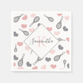 Kute roze harten en trackets Tennis Patroonpoorten Servet
