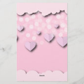 Kute roze harten op strengen & wolken Valentijnse Briefpapier (Achterkant)