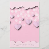 Kute roze harten op strengen & wolken Valentijnse Briefpapier (Voorkant)