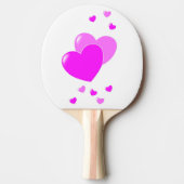 Kute roze harten op zwart/wit, aangepaste naam Kin Tafeltennisbatje (Voorkant)