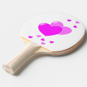Kute roze harten op zwart/wit, aangepaste naam Kin Tafeltennisbatje (Voorkant Gekanteld)