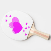 Kute roze harten op zwart/wit, aangepaste naam Kin Tafeltennisbatje (Zijkant)