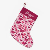 Kute roze harten patroon met naam kleine kerstsok (Voorkant (Hangend))