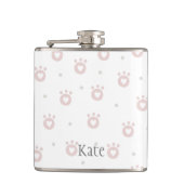 Kute roze kat poten met hart | Gepersonaliseerd Heupfles (Voorkant)