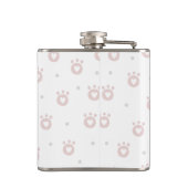 Kute roze kat poten met hart | Gepersonaliseerd Heupfles (Achterkant)