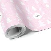 Kute roze kerstbomen, aangepast cadeaupapier (Rol Hoek)